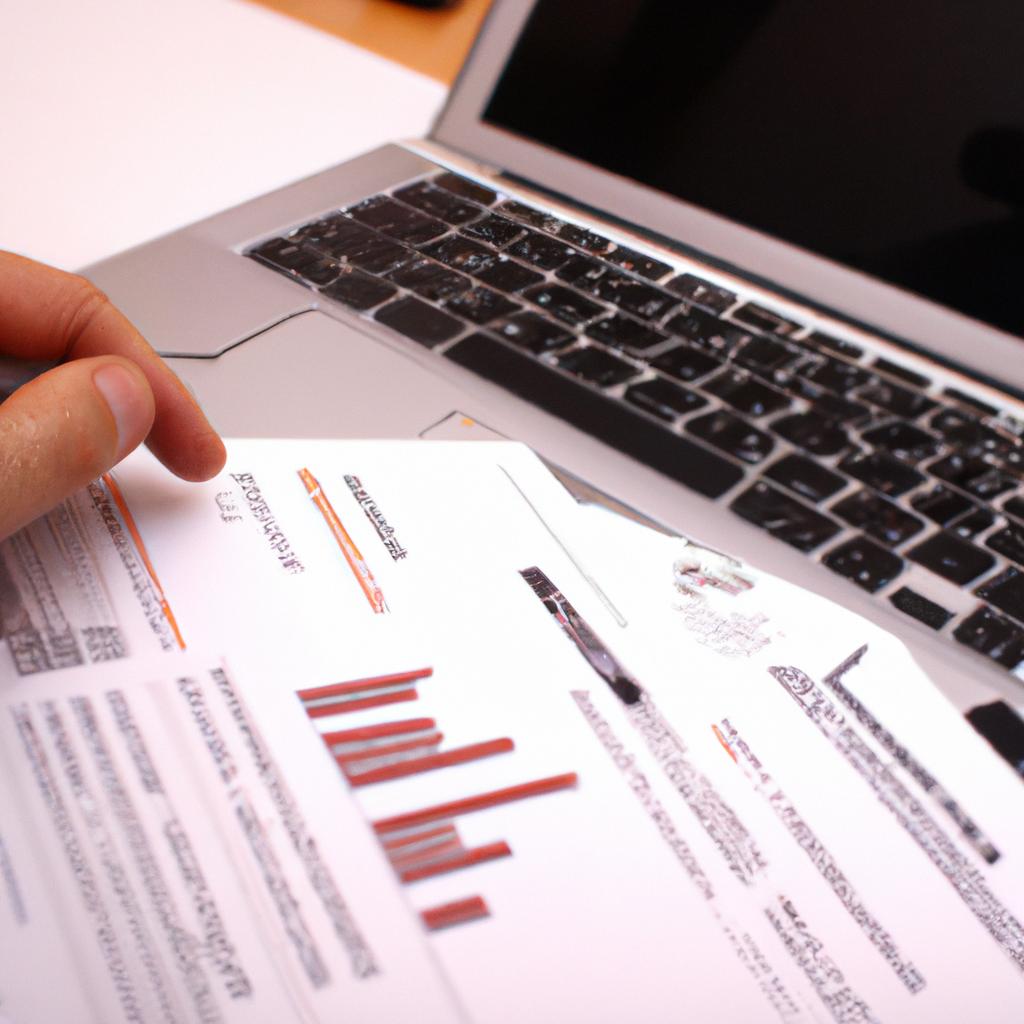 Person reviewing financial documents online